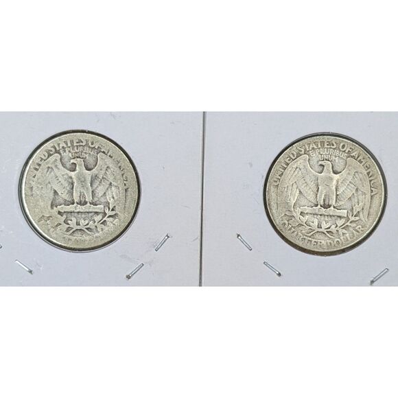 1934 & 1940 Washington Quarters – 90% Silver Pair, Vintage U.S. Coins - Picture 2 of 2